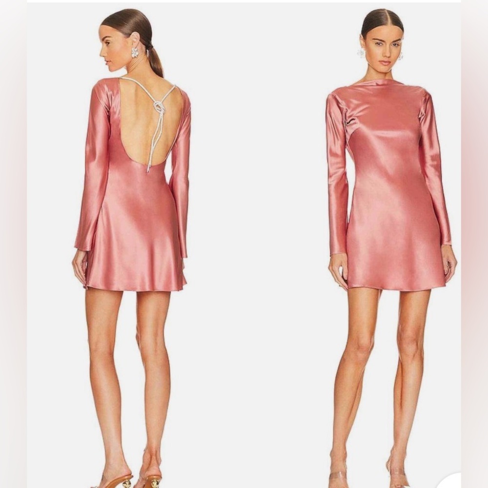 cult gaia Rose Satin Open-Back Mini Dress